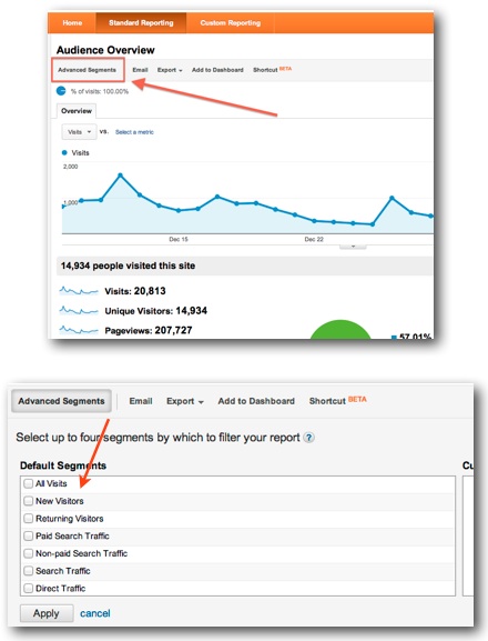 Google Analytics custom segments location