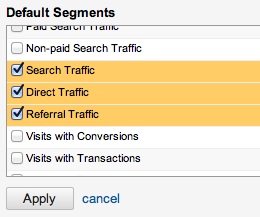Google Analytics default segments