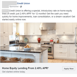 Credit union Facebook ad example generic