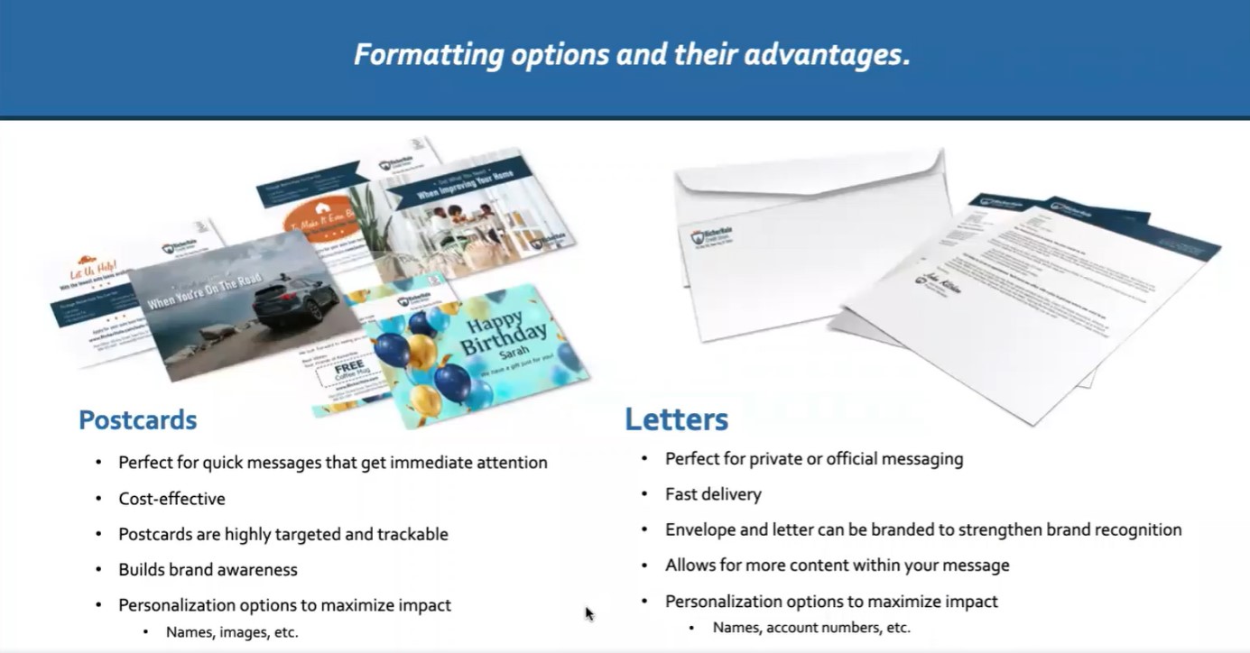 Direct Mail Advertising for Credit Unions Postcards vs Letters