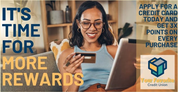 Credit Union social media advertisement promoting a rewards credit card