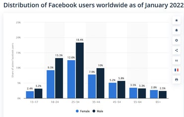 Statista FB users age distribution