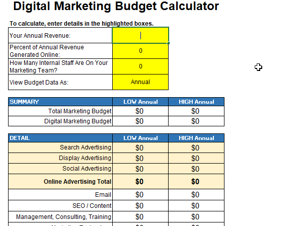 Digital Marketing Calculator - Manufacturing